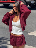 Zellah Double Ended Zipper Hoodie Cherry