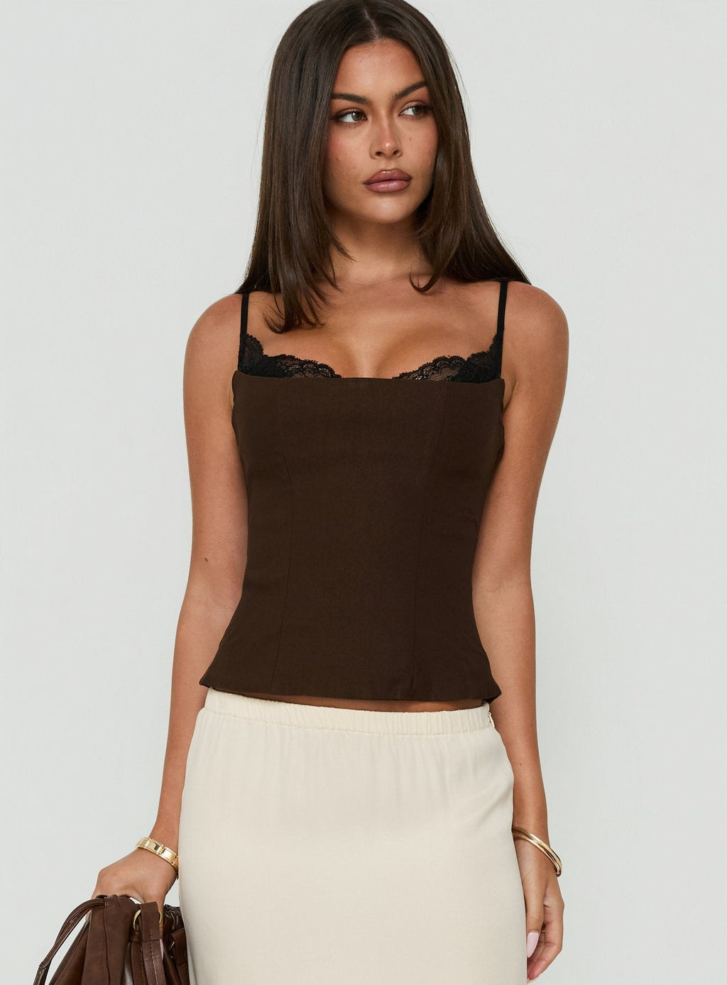 Corset Top Chocolate / Black