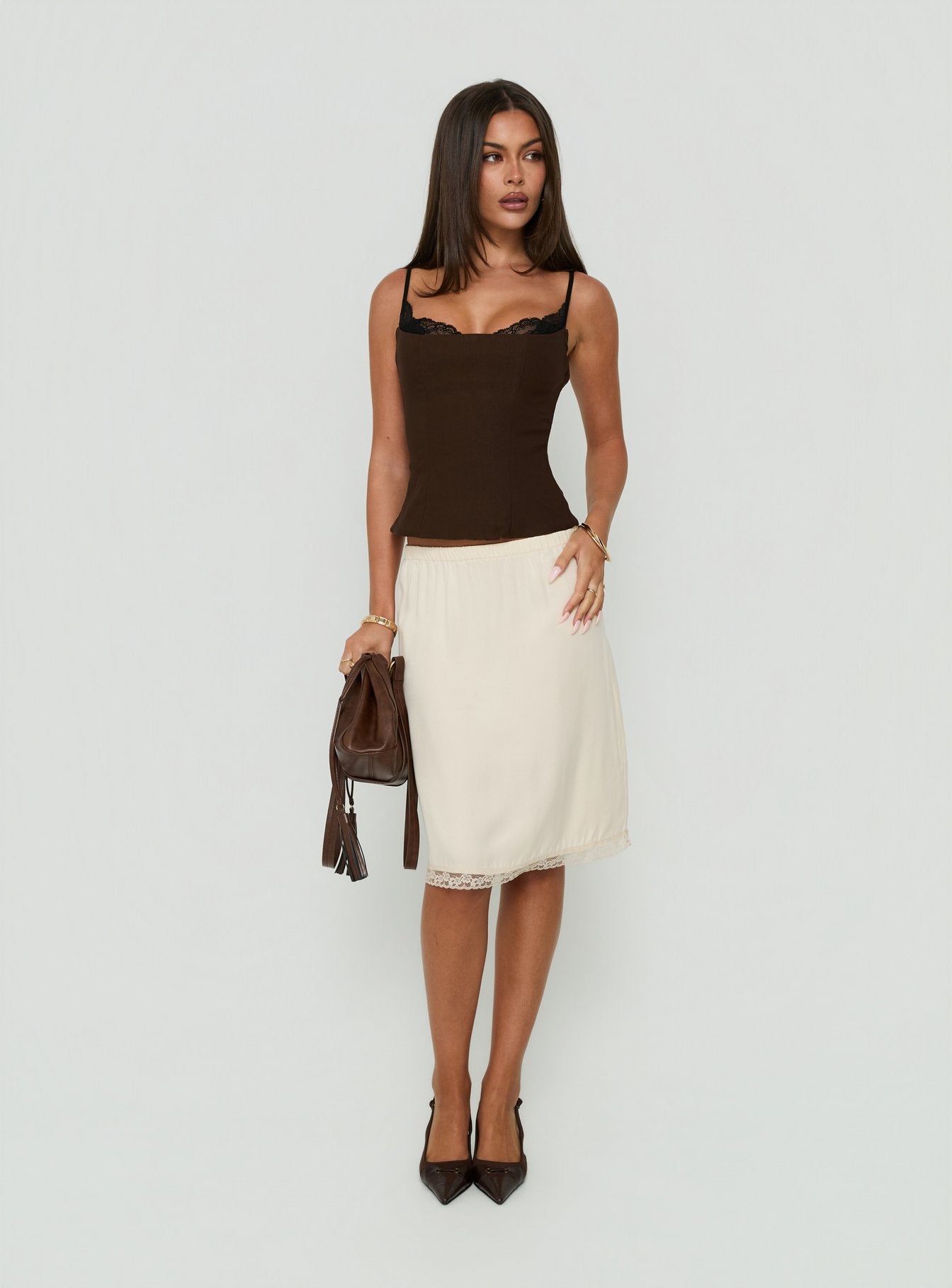 Corset Top Chocolate / Black
