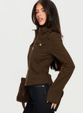 Kelehan Long Sleeve Zip Front Jacket Stonewashed Brown
