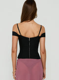 Anikka Off Shoulder Lace Detail Corset Top Black